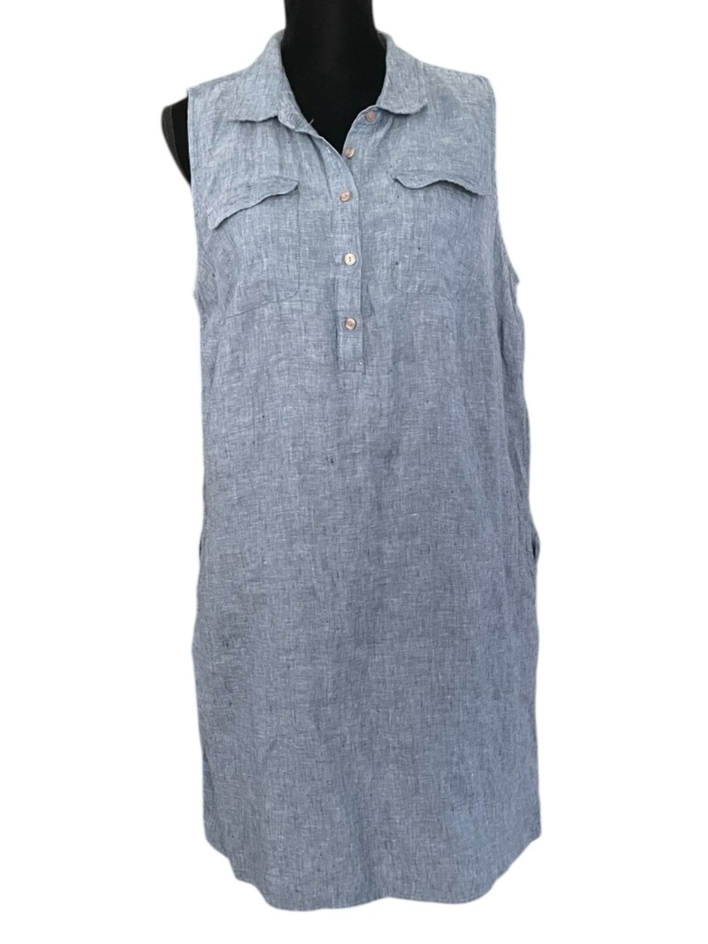 Charter Club 100% Linen Sleeveless Dress 1/4 Button dress women’s Large Beach